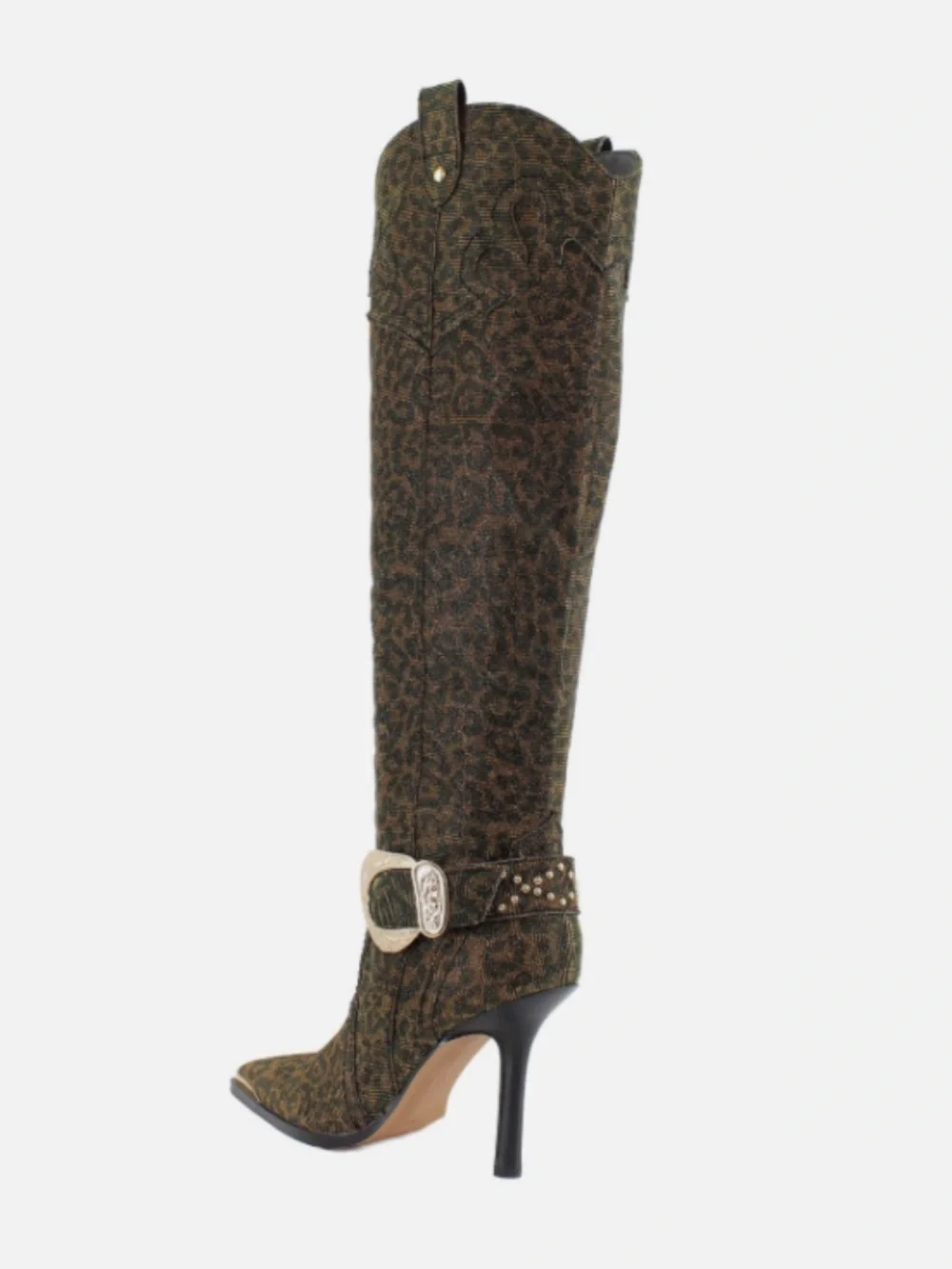 Jessica Simpson 7 Kenzin Western Leopard Sparkle Embossed Buckle Boot